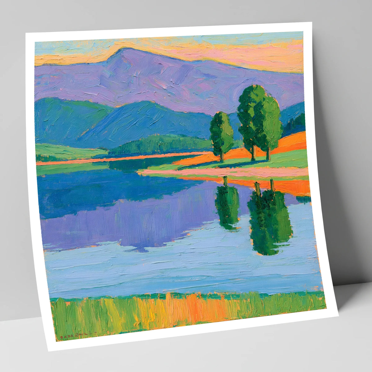 Calm Lake Under Violet Fells lake district lake art print