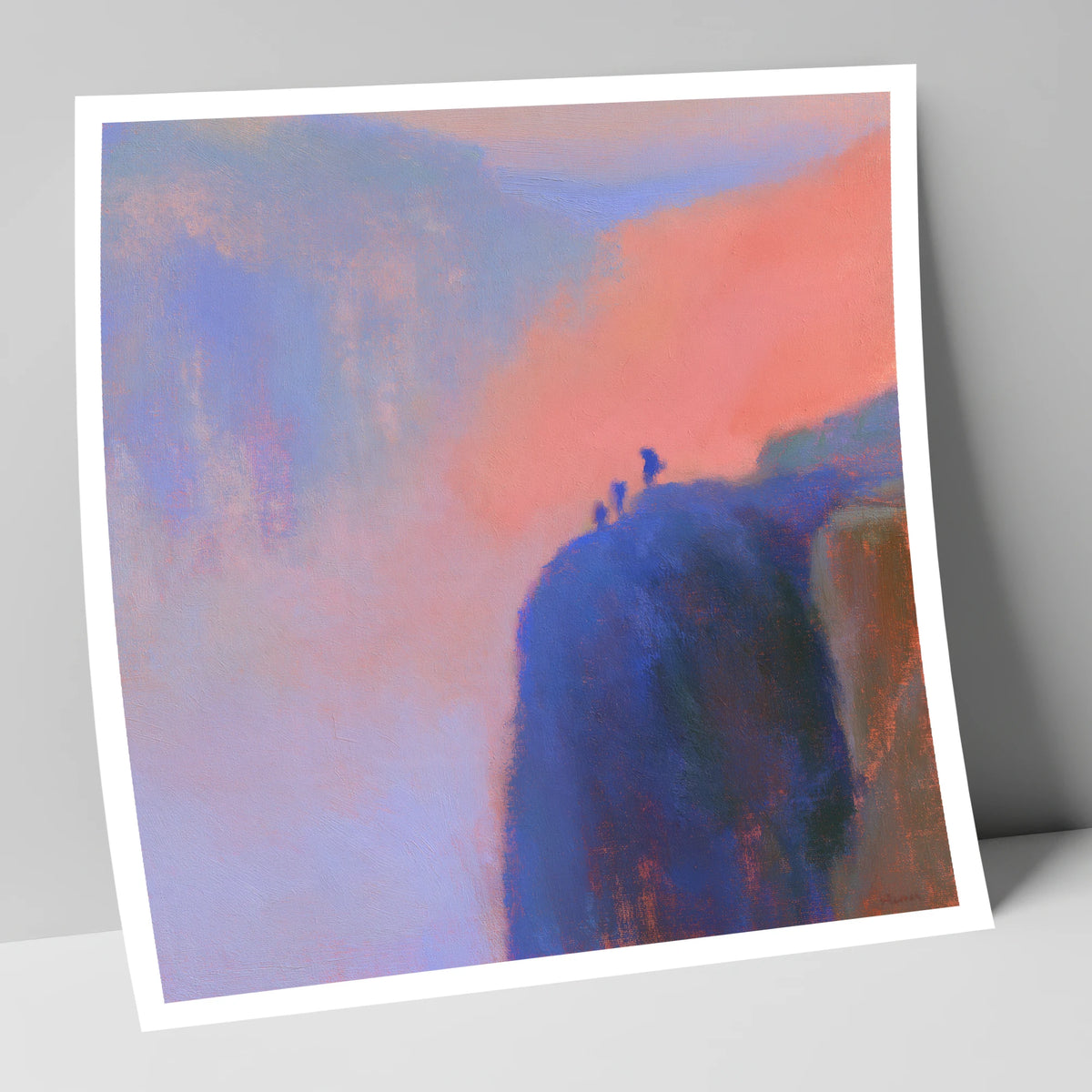 Climbers on an Indigo Crag lake district walking art print