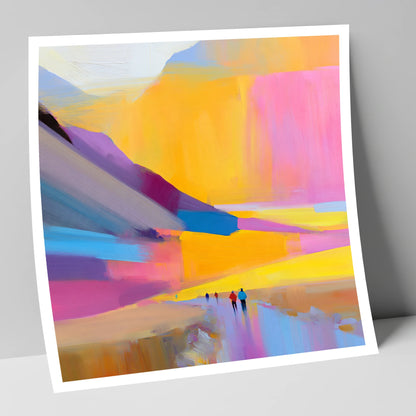 Vibrant Sunset Fell Walkers lake district walking art print