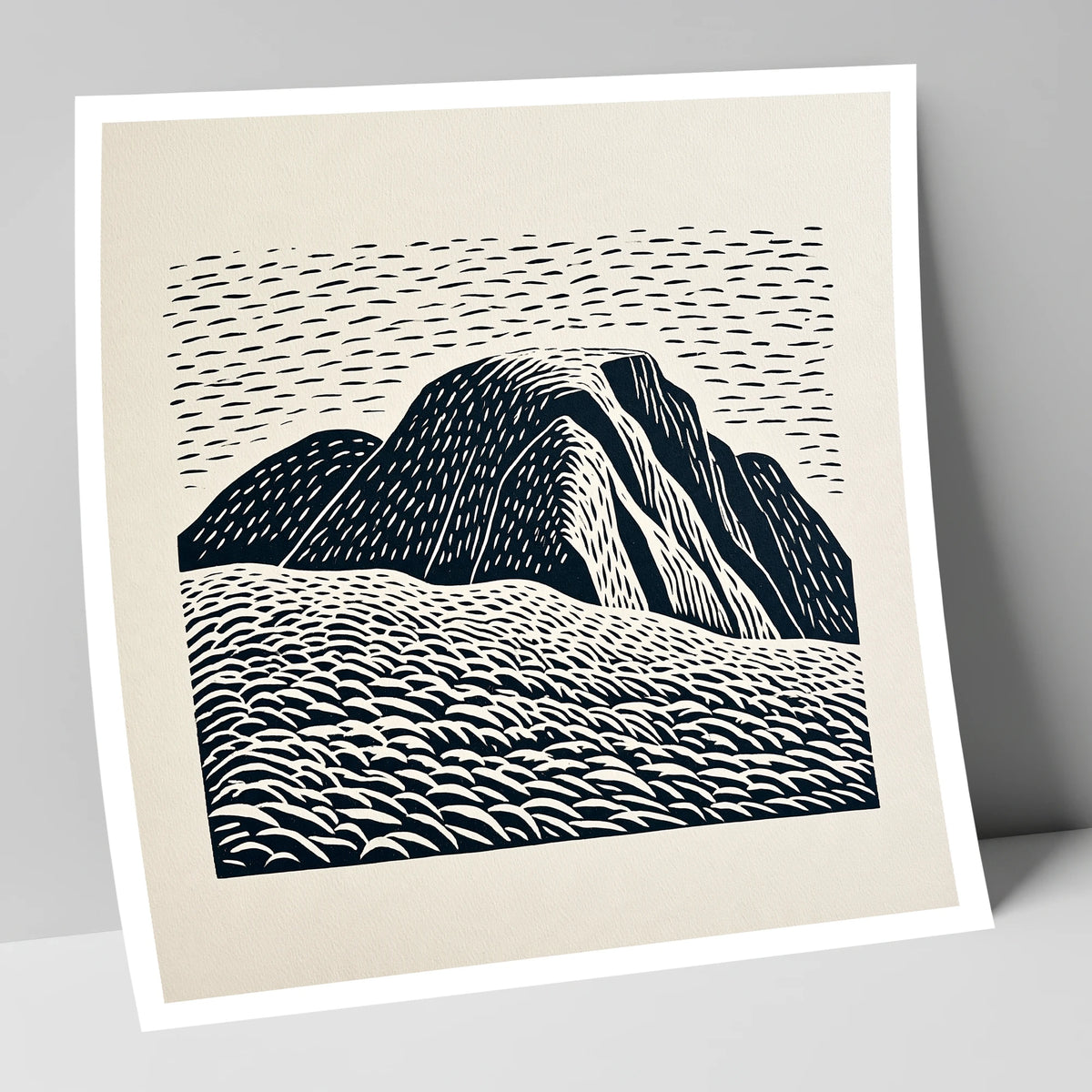 Graphic Monochrome Great Gable lake district fell art print