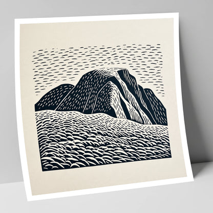 Graphic Monochrome Great Gable lake district fell art print