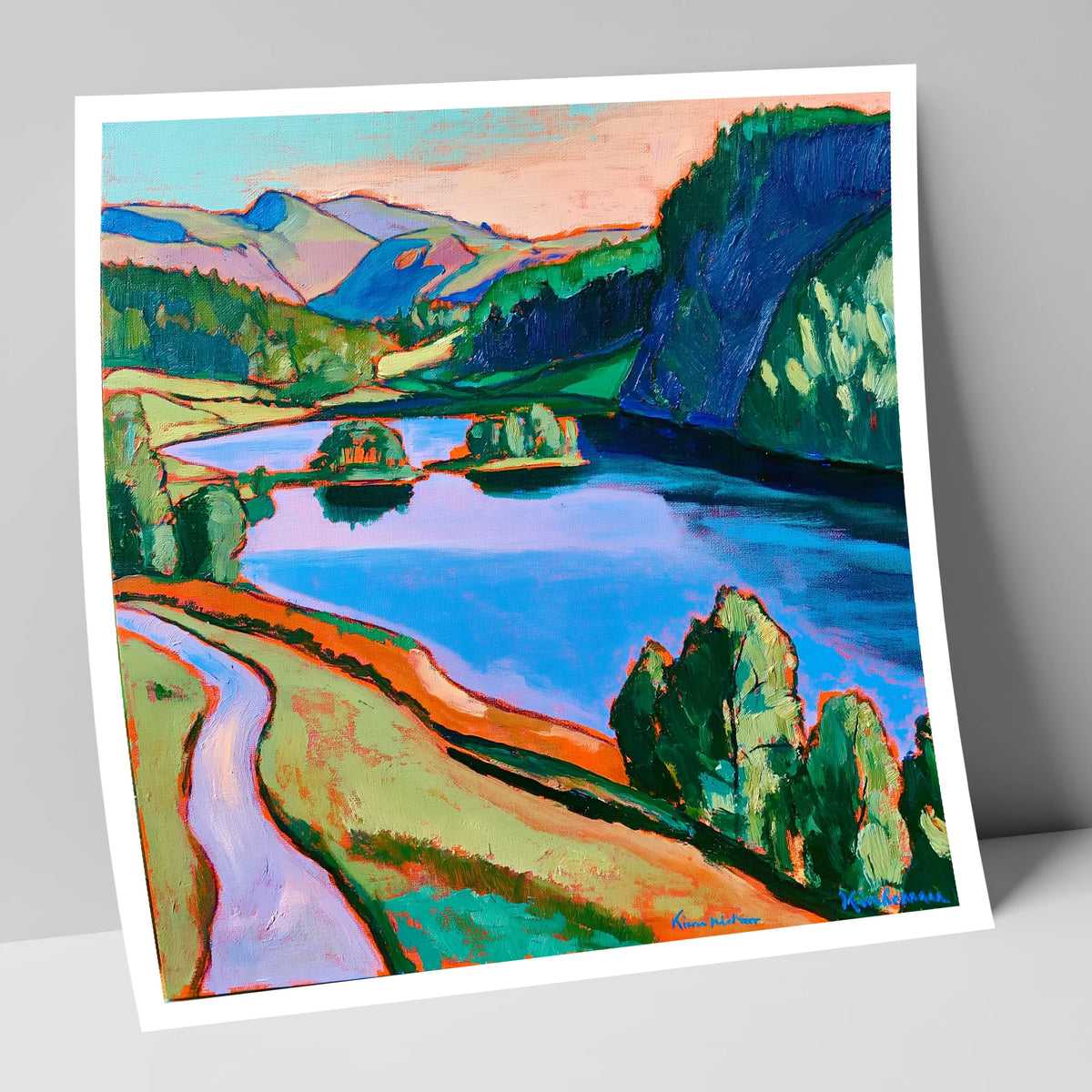 Colourful Path Beside Rydal Water lake district lake art print