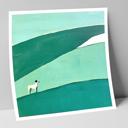 Minimalist Dog on Latrigg Summit gifts for dog walkers art print