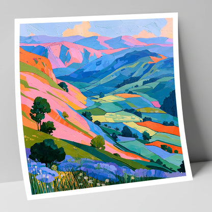 Vibrant Fells in Golden Light lake district sky art print