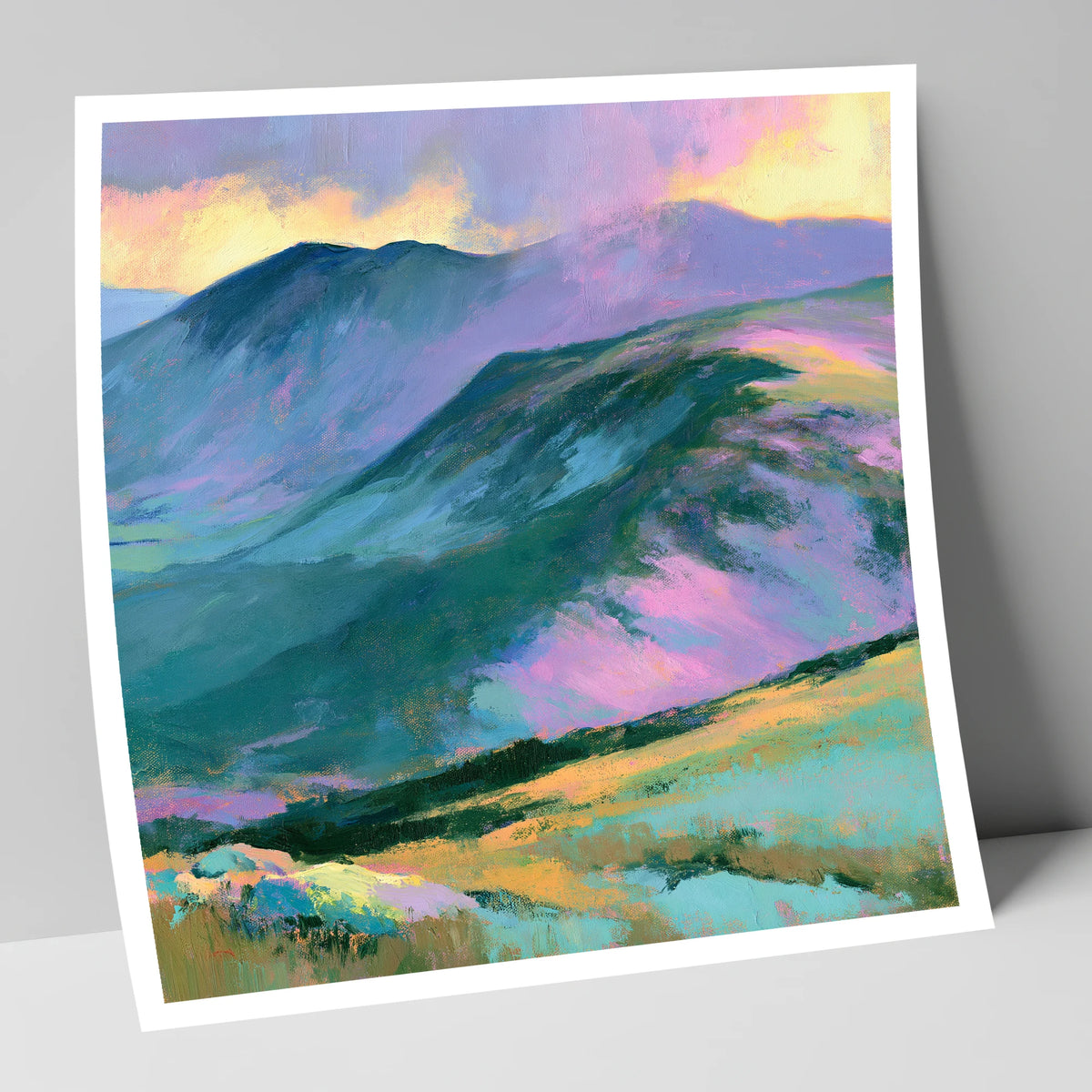 Mountain Summit in Pastel Light lake district fell art print