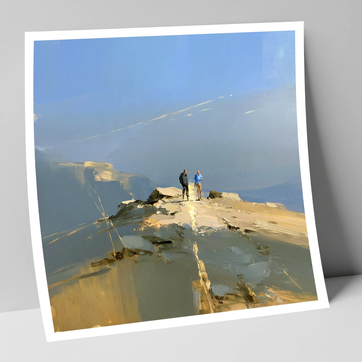 Walkers on a Sunlit Ridge lake district walking art print