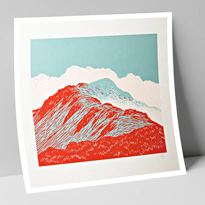 Graphic Red Fell Ridge lake district fell art print