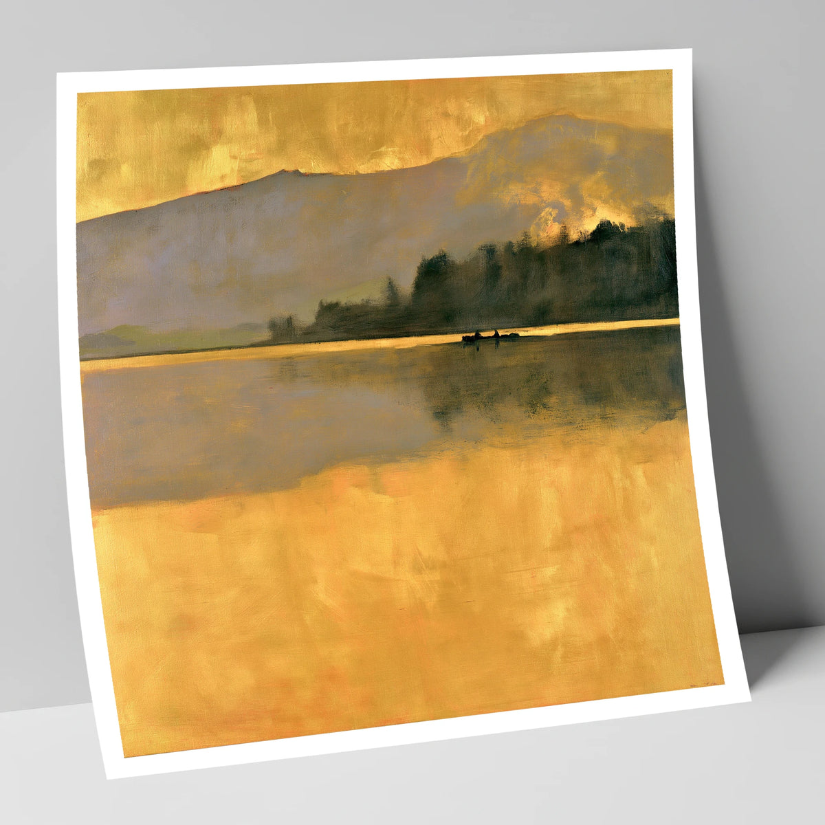 Still Lake in Golden Dawn lake district lake art print