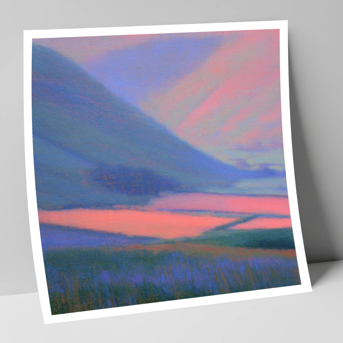 Pink Light on Dale Fields lake district valley art print