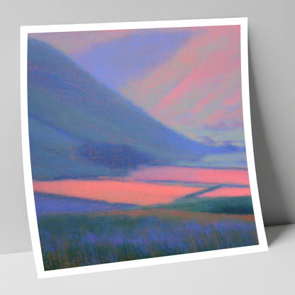 Pink Light on Dale Fields lake district valley art print