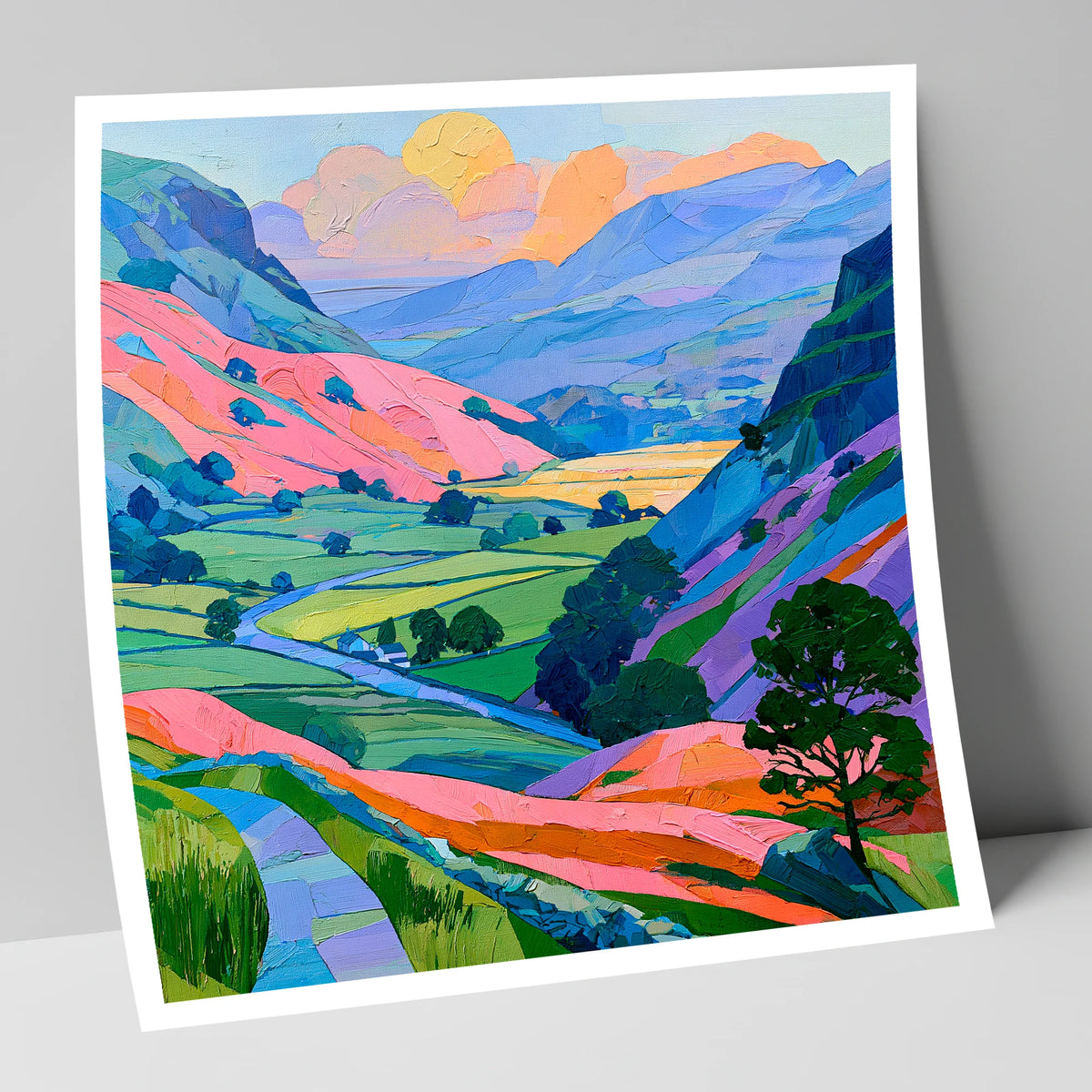 Vibrant Fells and Green Valley lake district valley art print