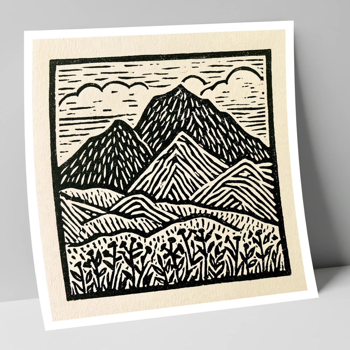 Scafell Pike in Monochrome lake district fell art print
