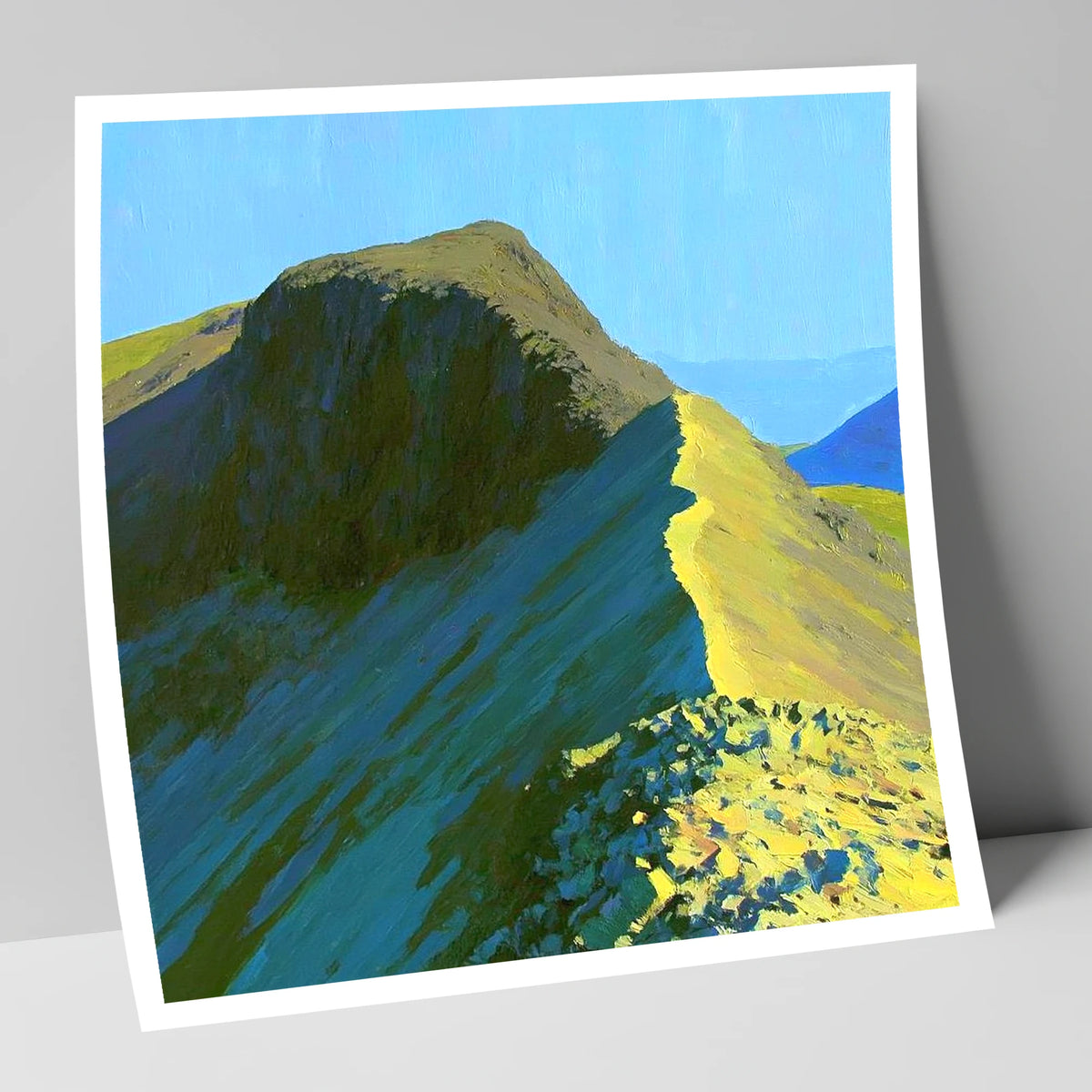 Sunlit Bowfell Ridge Path lake district fell art print