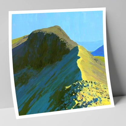 Sunlit Bowfell Ridge Path lake district fell art print