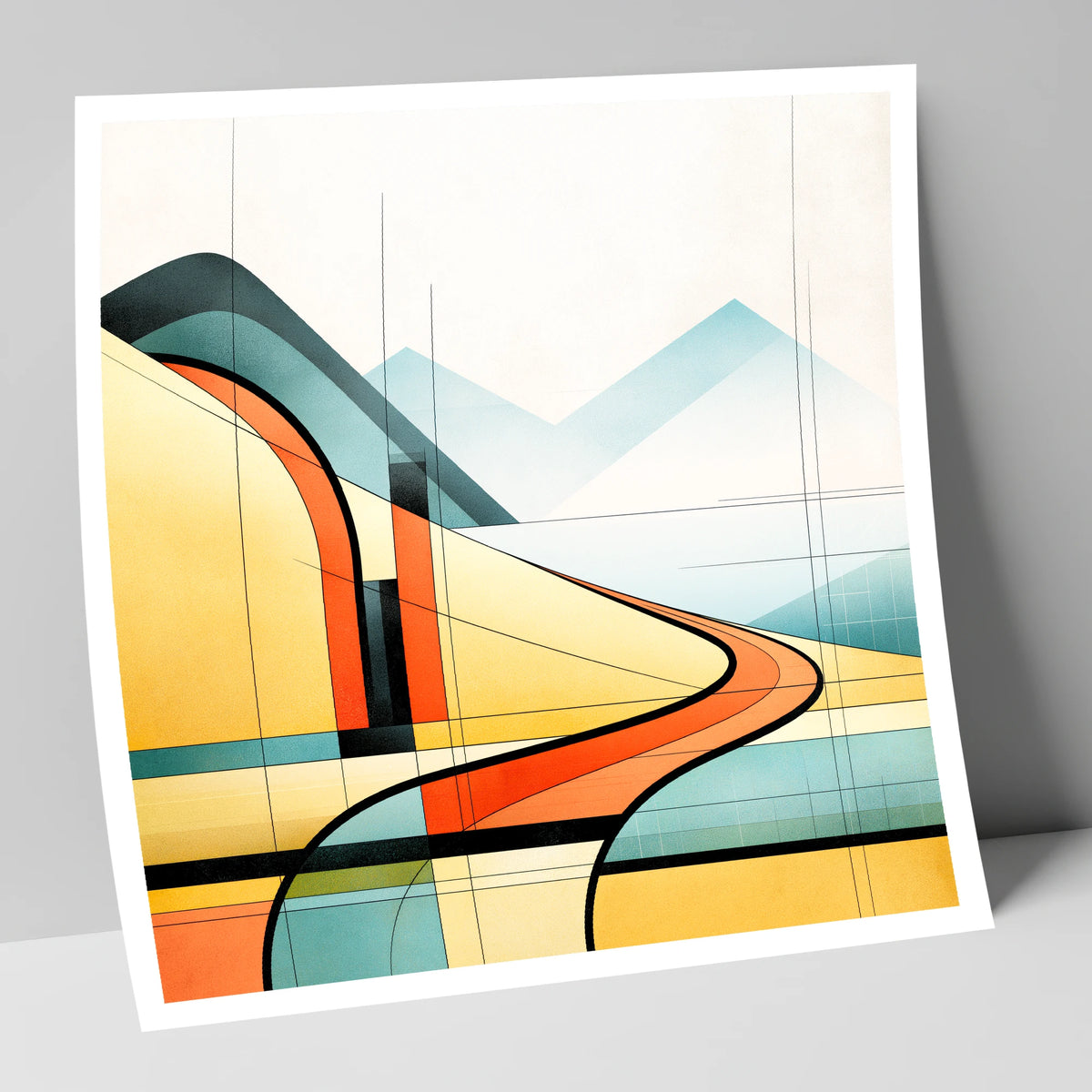 Geometric Golden Evening Fells lake district sky art print