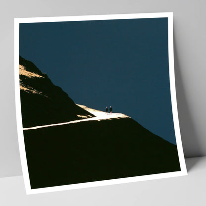 Fell Walkers On An Illuminated Path lake district walking art print