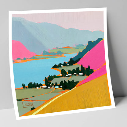 Vibrant Ullswater from Place Fell lake district village art print