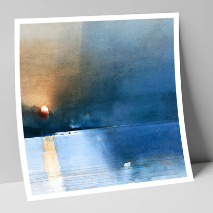 Indigo Sunset Over Lake Waters lake district lake art print