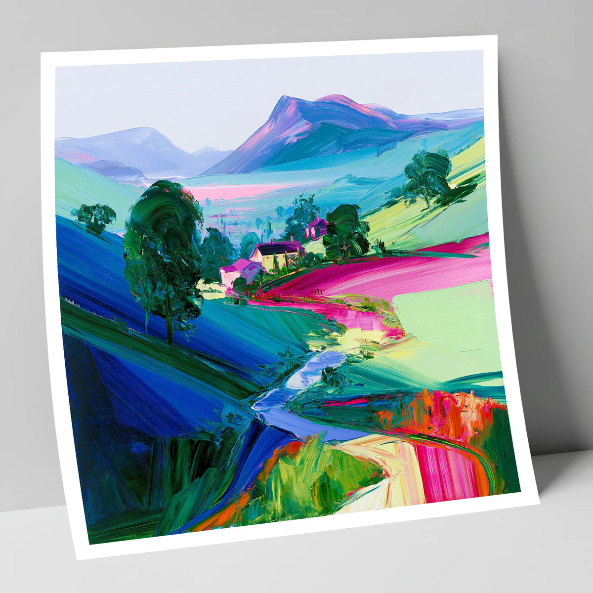 Vibrant Valley Morning Mist lake district sky art print