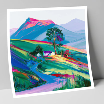 Vibrant Fellside in Evening Light lake district sky art print