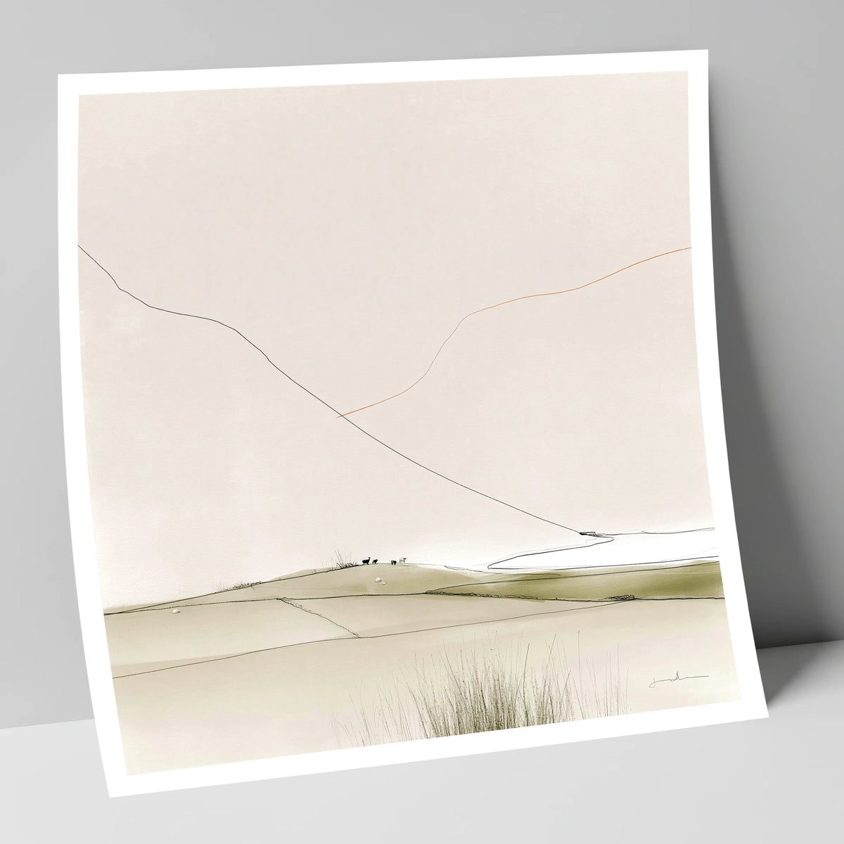 Minimalist Patchwork Fields in a Dale lake district valley art print