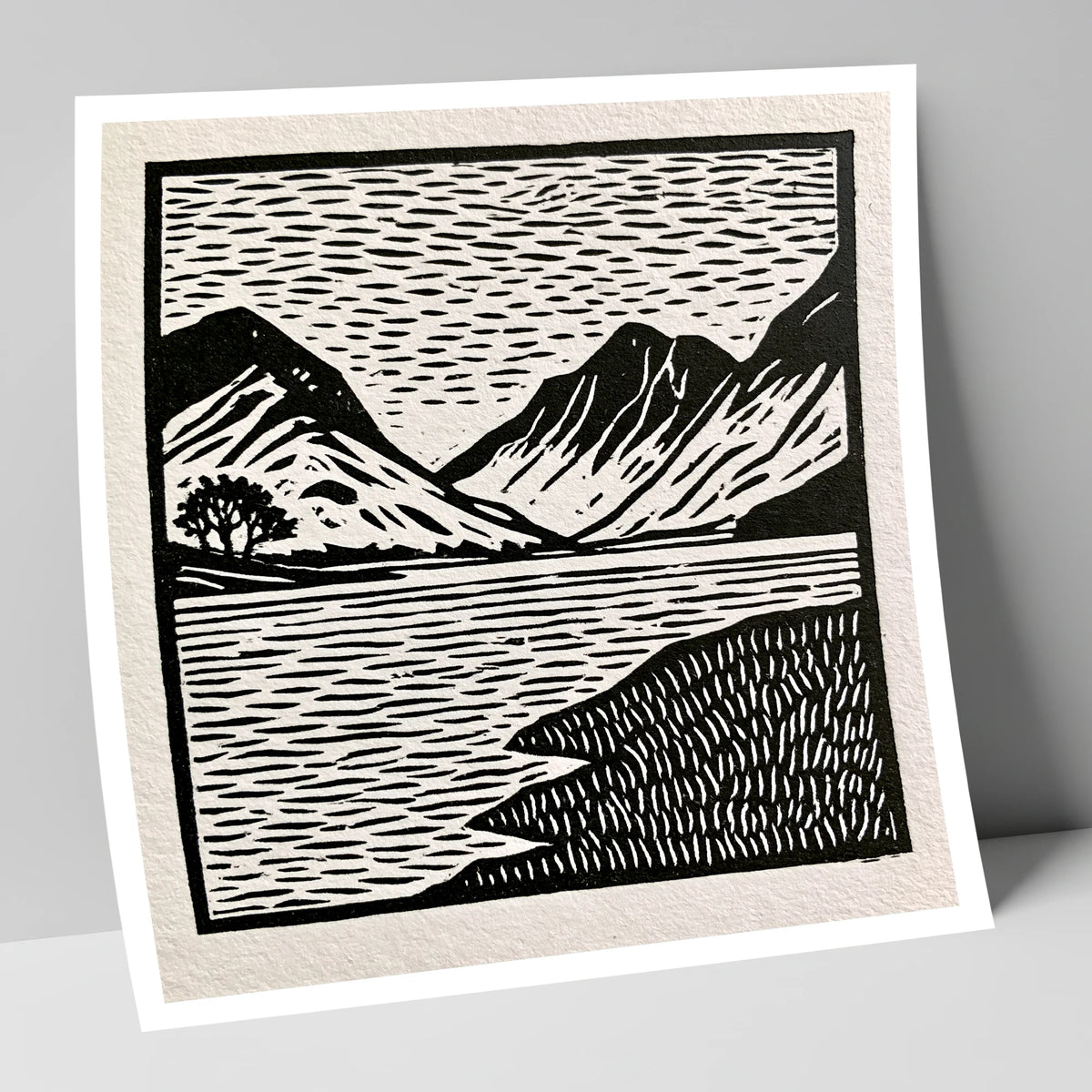 Black and White Buttermere Fells lake district lake art print