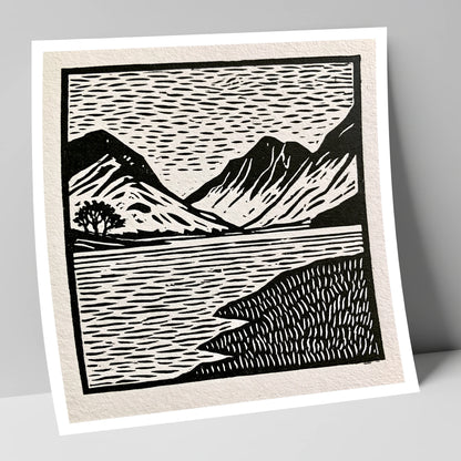 Black and White Buttermere Fells lake district lake art print