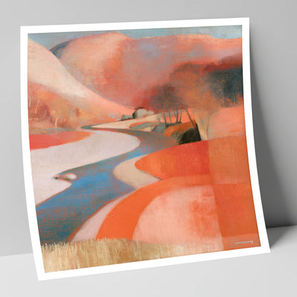 Winding Valley River in Terracotta lake district waterfall art print