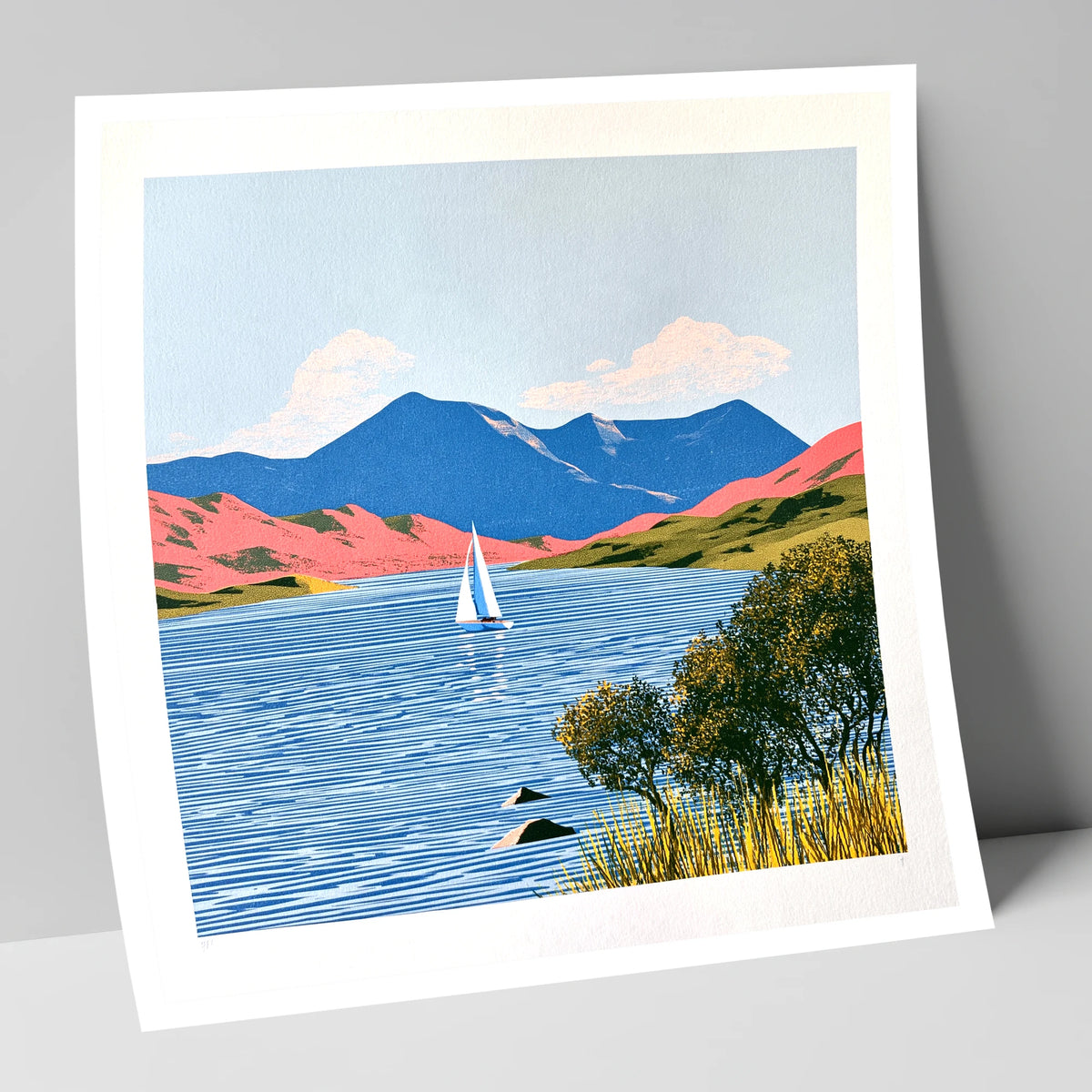 Vibrant Fells Over Coniston Water lake district lake art print