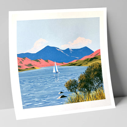 Vibrant Fells Over Coniston Water lake district lake art print