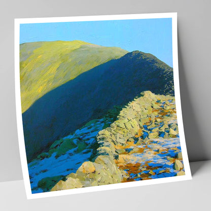 Sunlight and Shadow on Hart Crag lake district fell art print