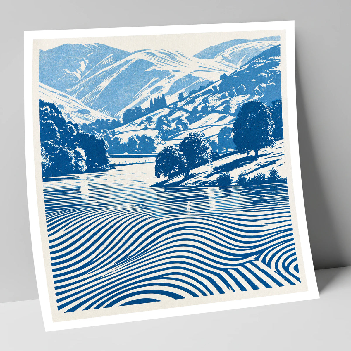 Grasmere in Cobalt Blue lake district lake art print