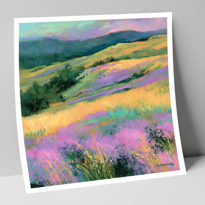 Vibrant Heather on the Fellside flowers & fellsides art print