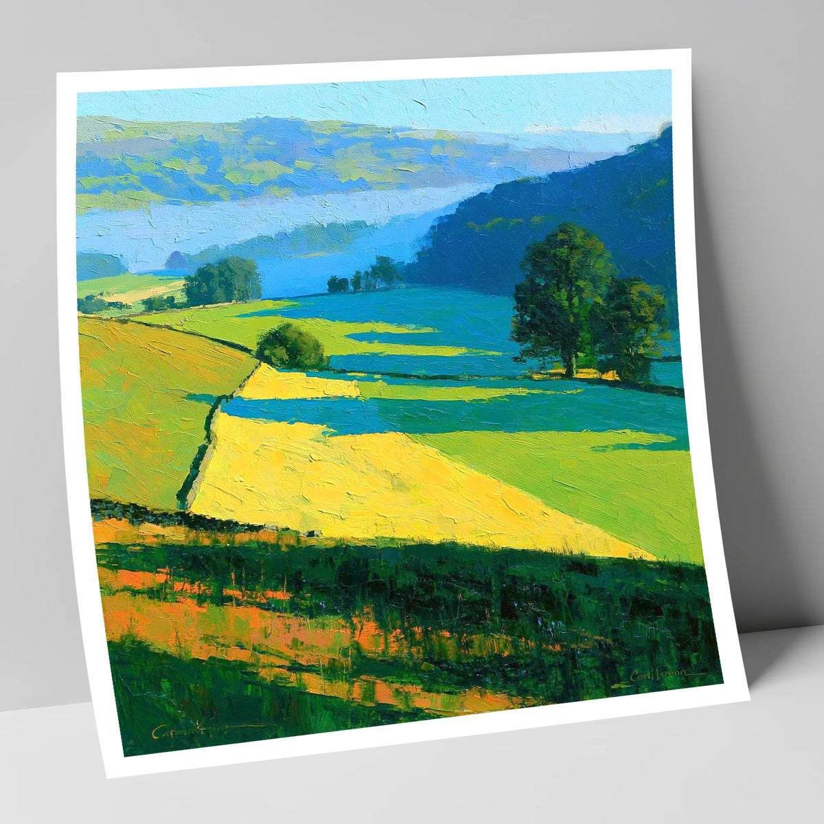 Sunlight and Shadow over Valley Fields lake district sky art print
