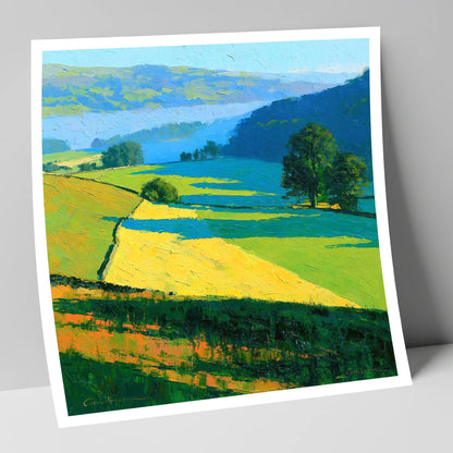 Sunlight and Shadow over Valley Fields lake district sky art print