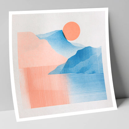 Geometric Derwentwater Sunrise lake district lake art print