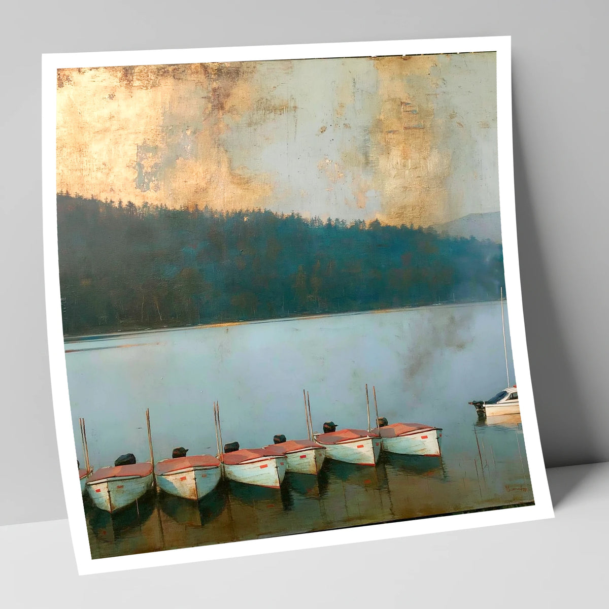 Windermere Boats Under Gold Skies lake district lake art print