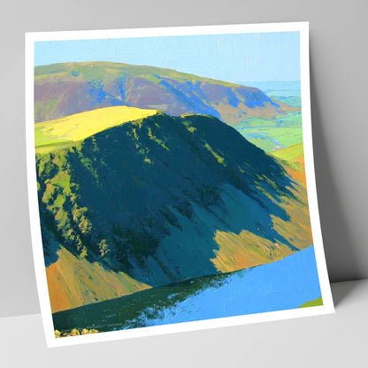 Vibrant Mellbreak Ridge and Lake lake district fell art print