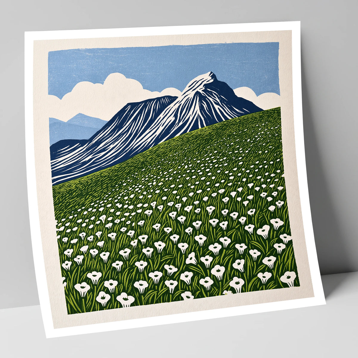 Blencathra and White Fellside Blooms lake district fell art print