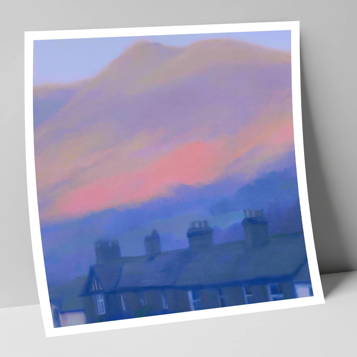 Skiddaw and Keswick Pastel Twilight lake district village art print