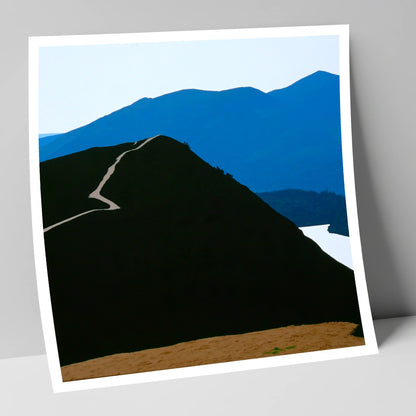 Cat Bells Path In Midnight Blue lake district fell art print