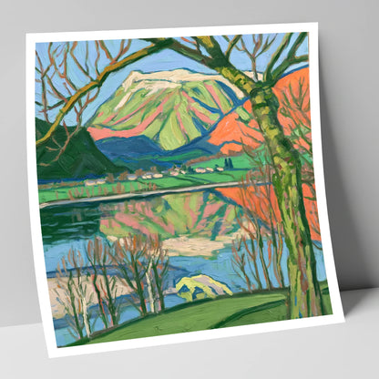 Vibrant Fells above Pooley Bridge lake district village art print