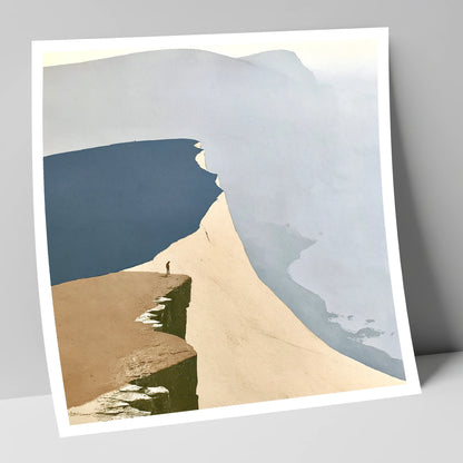 Lone Hiker on High Fell Ridge lake district fell art print
