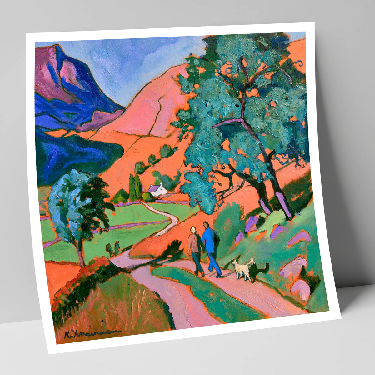 Vibrant Glenridding Dog Walk gifts for dog walkers art print