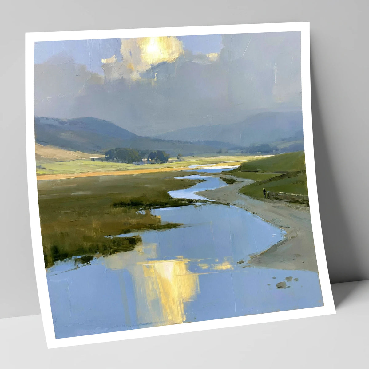 Winding River Below Rolling Fells lake district fell art print