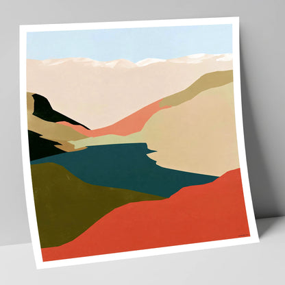 Easedale Tarn in Bold Terracotta lake district lake art print