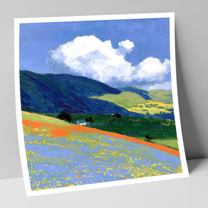 Rolling Fells Under Bright Clouds lake district fell art print