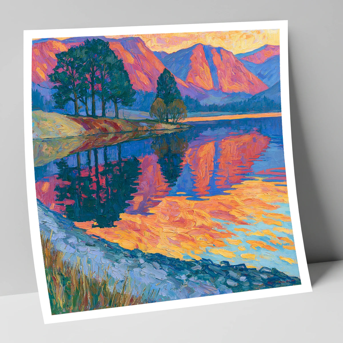 Vivid Dawn Lake Reflection lake district lake art print