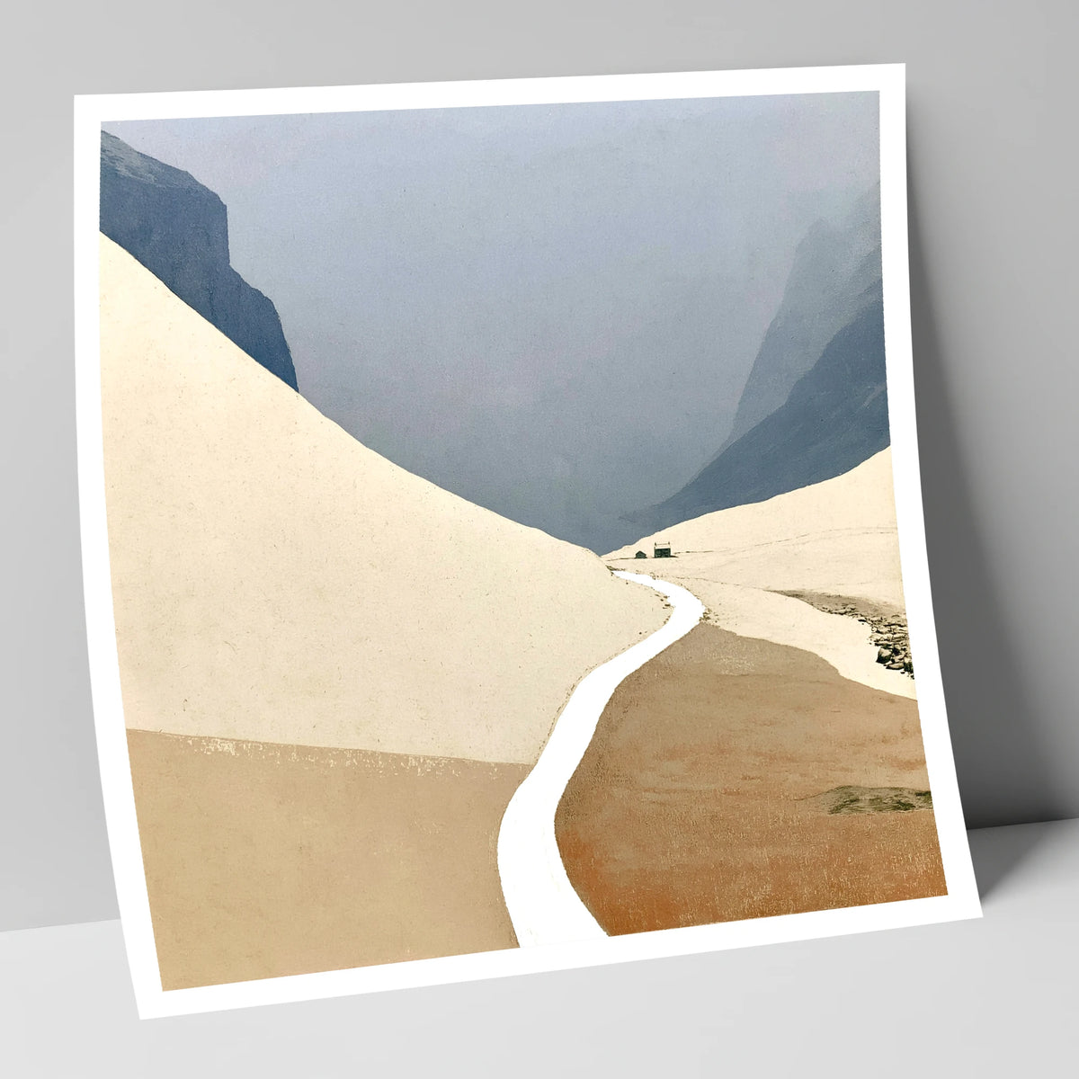 Winding Mountain Path through Winter Fells lake district valley art print