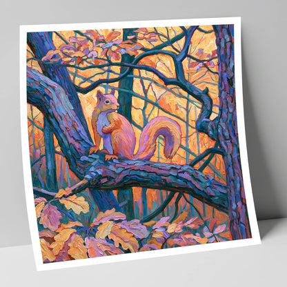 Lakeland Red Squirrel in Amber Light lake district wildlife art print